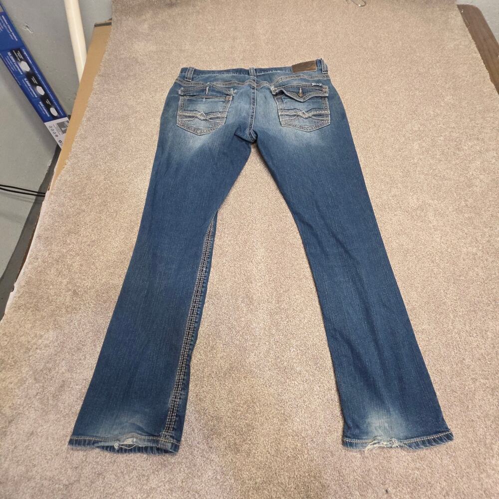 Seven7 Men's Straight Leg Jeans 38x34 Distressed Whiskering Thick Stitch